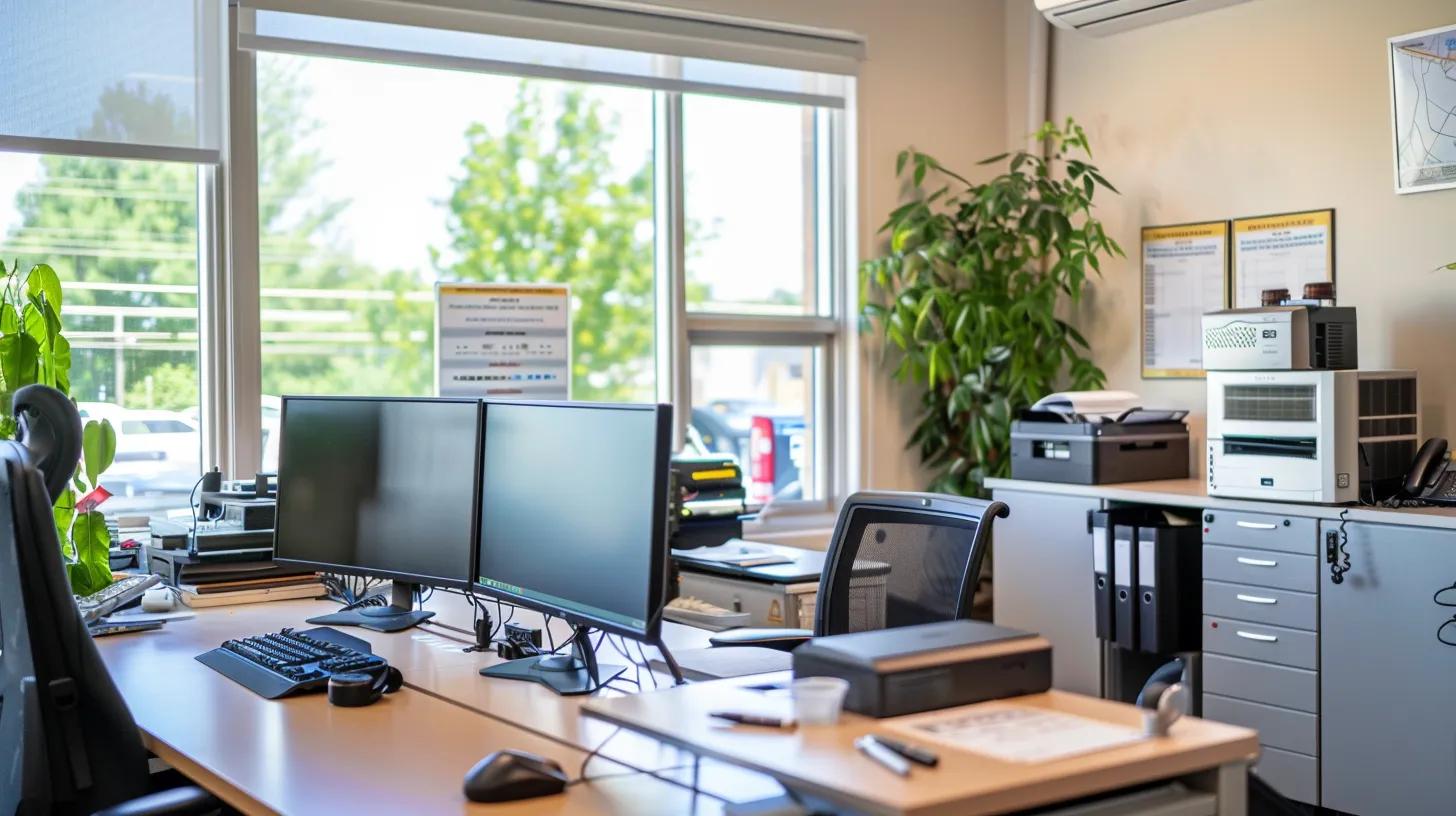 a vibrant office space showcases a detailed air conditioning maintenance checklist prominently displayed on a sleek desk, surrounded by essential tools and equipment, emphasizing the importance of regular upkeep for groton residents.